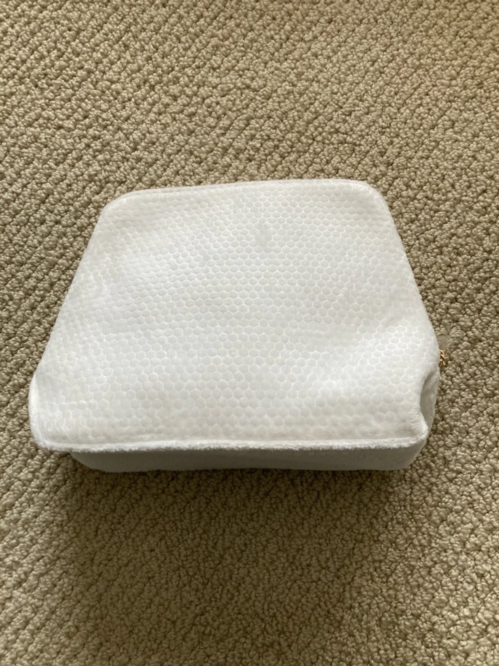 GUERLAIN White Cosmetic Pouch with Gold Bee Accent